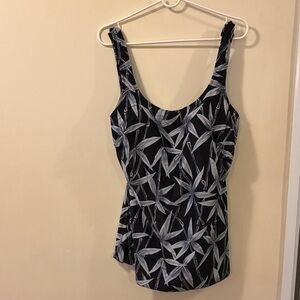 Elegant Black and Gray Women's One-Piece Swimsuit